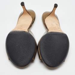 Pre Owned Jimmy Choo Metallic Gold Leather Open Toe Slide Sandals Size 38