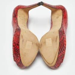 Pre Owned Jimmy Choo Red/Black Python Dahlia Peep Toe Pumps Size 41