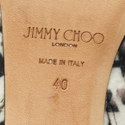 Pre Owned Jimmy Choo Black/White Houndstooth Fabric and Leather Liya Slingback Pumps Size 40