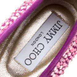 Pre Owned Jimmy Choo Purple Crystal Embellished Satin Weber Ballet Flats Size 37