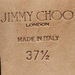 Pre Owned Jimmy Choo Black/Green Fox Fur and Suede Tesler Ankle Length Boots Size 37.5