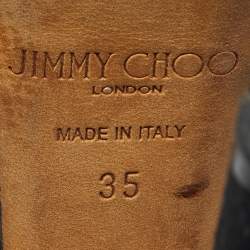 Pre Owned Jimmy Choo Black Suede Platform Ankle Strap Sandals Size 35