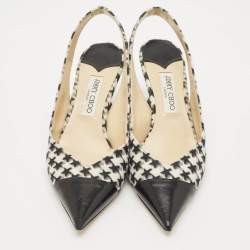 Pre Owned Jimmy Choo Multicolor Leather and Wool liya Slingback Pumps Size 41