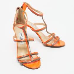 Pre Owned Jimmy Choo Neon Orange Thistle Sandals Size 39.5                      
