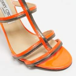 Pre Owned Jimmy Choo Neon Orange Thistle Sandals Size 39.5                      