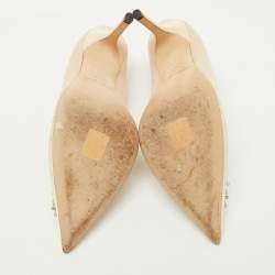 Pre Owned Jimmy Choo Beige Satin Crystal Embellished Manda Pumps Size 38.5