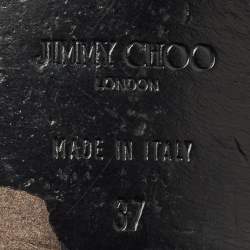 Pre Owned Jimmy Choo Black Shimmer Suede Wander Crystals T-Strap Sandals Size 37