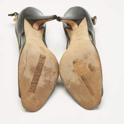 Pre Owned Jimmy Choo Vintage Purple Leather Zip Detail Open Toe Pumps Size 39