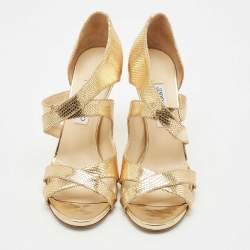 Pre Owned Jimmy Choo Gold Glitter Louise Strappy Sandals Size 41.5