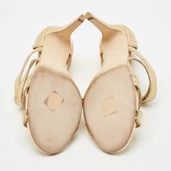 Pre Owned Jimmy Choo Gold Glitter Louise Strappy Sandals Size 41.5