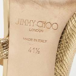 Pre Owned Jimmy Choo Gold Glitter Louise Strappy Sandals Size 41.5