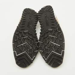 Pre Owned Jimmy Choo Beige Knit Fabric Crystal Embellished Verona Sneakers Size 37