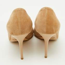 Pre Owned Jimmy Choo Beige Suede and Leather Open Toe Pumps Size 39