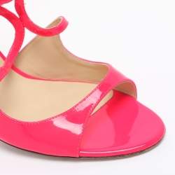 Pre Owned Jimmy Choo Neon Pink Patent Leather Lance Ankle Strap Sandals Size 42