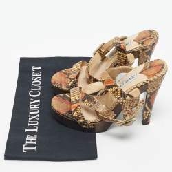 Pre Owned Jimmy Choo Multicolor Python Ankle Strap Sandals Size 36