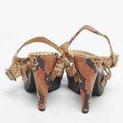 Pre Owned Jimmy Choo Multicolor Python Ankle Strap Sandals Size 36