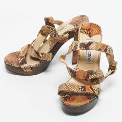 Pre Owned Jimmy Choo Multicolor Python Ankle Strap Sandals Size 36