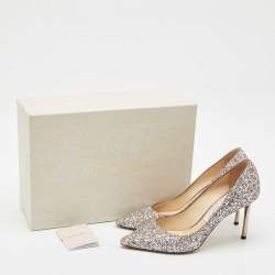 Pre Owned Jimmy Choo Light Lilac Glitter Leather Romy Pumps Size 39