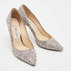 Pre Owned Jimmy Choo Light Lilac Glitter Leather Romy Pumps Size 39