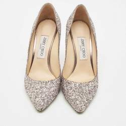 Pre Owned Jimmy Choo Light Lilac Glitter Leather Romy Pumps Size 39