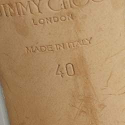 Pre Owned Jimmy Choo Off White Satin Saeda Crystals Ankle Strap Pumps Size 40