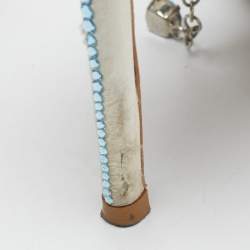 Pre Owned Jimmy Choo Off White Satin Saeda Crystals Ankle Strap Pumps Size 40