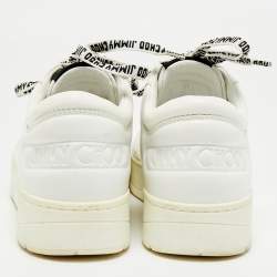 Pre Owned Jimmy Choo White Leather Studded Hawaii/F Low Top Sneakers Size 37