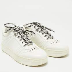 Pre Owned Jimmy Choo White Leather Studded Hawaii/F Low Top Sneakers Size 37