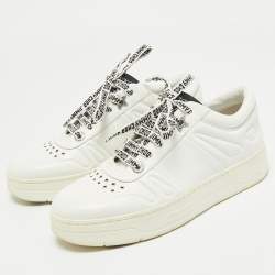 Pre Owned Jimmy Choo White Leather Studded Hawaii/F Low Top Sneakers Size 37