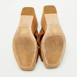 Pre Owned Jimmy Choo Brown Leather Narisa Cork Platform Wedge Sandals Size 41