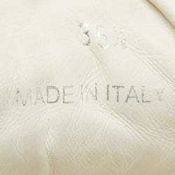 Pre Owned Jimmy Choo White Neoprene and Leather Raine Lace Up Sneakers Size 35.5