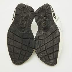 Pre Owned Jimmy Choo White Neoprene and Leather Raine Lace Up Sneakers Size 35.5