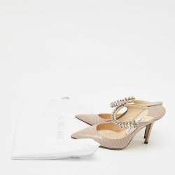 Pre Owned Jimmy Choo Beige Croc Embossed Leather Bing Mules Size 34