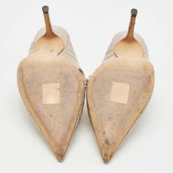 Pre Owned Jimmy Choo Beige Croc Embossed Leather Bing Mules Size 34