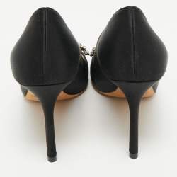 Pre Owned Jimmy Choo Black Satin Crystal Embellished Pumps Size 38