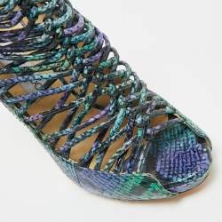 Pre Owned Jimmy Choo Multicolor Snakeskin Leather Quaker Elaphe Snake Sandals Size 40