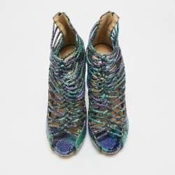 Pre Owned Jimmy Choo Multicolor Snakeskin Leather Quaker Elaphe Snake Sandals Size 40