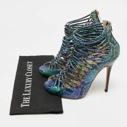 Pre Owned Jimmy Choo Multicolor Snakeskin Leather Quaker Elaphe Snake Sandals Size 40