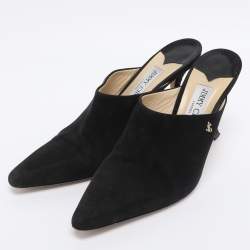 Pre Owned Jimmy Choo Black Suede Rya Mules Size 38.5