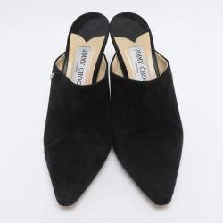 Pre Owned Jimmy Choo Black Suede Rya Mules Size 38.5