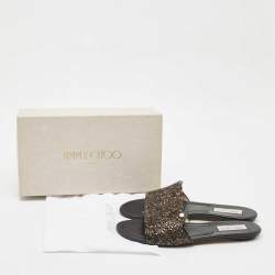 Pre Owned Jimmy Choo Bronze Glitter Nanda Flat Slides Size 41.5