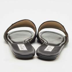 Pre Owned Jimmy Choo Bronze Glitter Nanda Flat Slides Size 41.5