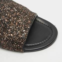 Pre Owned Jimmy Choo Bronze Glitter Nanda Flat Slides Size 41.5
