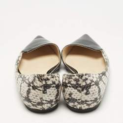 Pre Owned Jimmy Choo Black/Grey Patent Leather and Python Embossed Leather D'orsay Flats Size 37