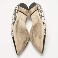 Pre Owned Jimmy Choo Black/Grey Patent Leather and Python Embossed Leather D'orsay Flats Size 37