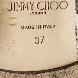 Pre Owned Jimmy Choo Black/Grey Patent Leather and Python Embossed Leather D'orsay Flats Size 37