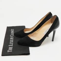 Pre Owned Jimmy Choo Black Suede and Patent Leather Pointed Toe Pumps Size 39.5