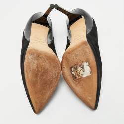 Pre Owned Jimmy Choo Black Suede and Patent Leather Pointed Toe Pumps Size 39.5