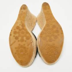 Pre Owned Jimmy Choo Multicolor Croc-Embossed Leather  Platform Wedge Sandals Size 39