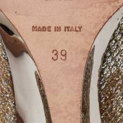 Pre Owned Jimmy Choo Metallic Coarse Glitter Baxen Peep Toe Wedge Pumps Size 39